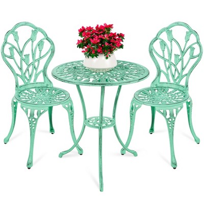 Best Choice Products 3-Piece Cast Aluminum Patio Bistro Furniture Set w/ Antique Finish