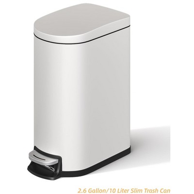 2.6 Gallon/10 Liter Slim Trash Can, Stainless Steel Garbage Bin with Removable Inner Bucket, Step Trash Can Rectangle Waste Bin