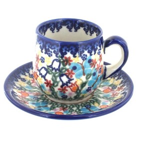Blue Rose Polish Pottery 222 Vena Espresso Cup & Saucer - 1 of 1