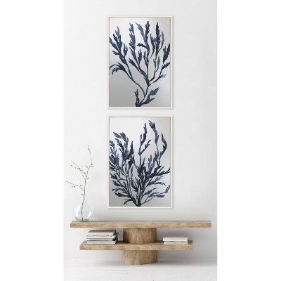 Sylvie 23" x 33" Blue Ocean Coastal Nautical Canvas Wall Art