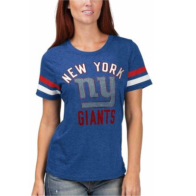 NFL Womens New York Giants Rhinestone Embellished T-Shirt, Blue, Small