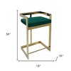 HomeRoots 26" Green and Gold Velvet and Stainless Steel Backless Bar Height Bar Chair - 3 of 3