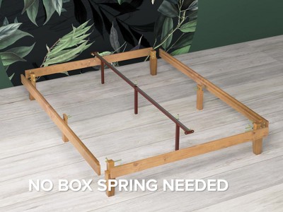 Rustic Pine Full Wood Platform Bed Frame with Slats