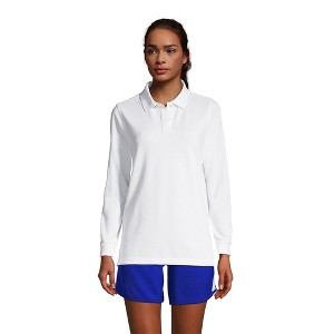 School Uniform Young Women's Long Sleeve Mesh Polo Shirt - 1 of 2