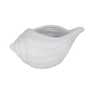Ceramic Seashell Planter - Coastal Ceramic Plant Pot - Nautical Shell Design - Indoor/Outdoor Home & Garden Decor - Beach Theme Accent - 6" White - 1 of 4