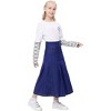 Girls A-Line Denim Midi Skirt Casual Pleated Buttons Over-Knee Skirts with Pocket 3-12Y - 3 of 4