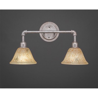 Toltec Lighting Vintage 2 - Light Vanity in  Aged Silver with 7" Italian Marble Shade