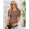 Women's Maternity Shirts Pregnancy Casual Floral Printed Tops Puff Short Sleeve Striped Ruched Side Tunic Top - 2 of 4