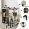 Rustic Brown Bar Table and Chairs Set, Dining Table Set, 3pcs Kitchen Dining Table Set with Storage Drawer & Shelf, Pub Table and Chairs Set for Sma - 3 of 4