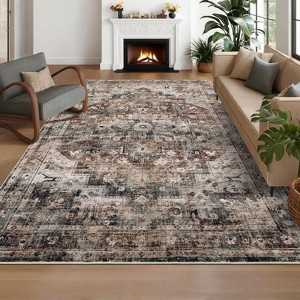 Indoor Washable Vintage Rug, Non Slip Non-Shedding Floor Mat, Soft Low Pile Thin Foldable Throw Carpet for Bedroom Nursery Dining Room - 1 of 4