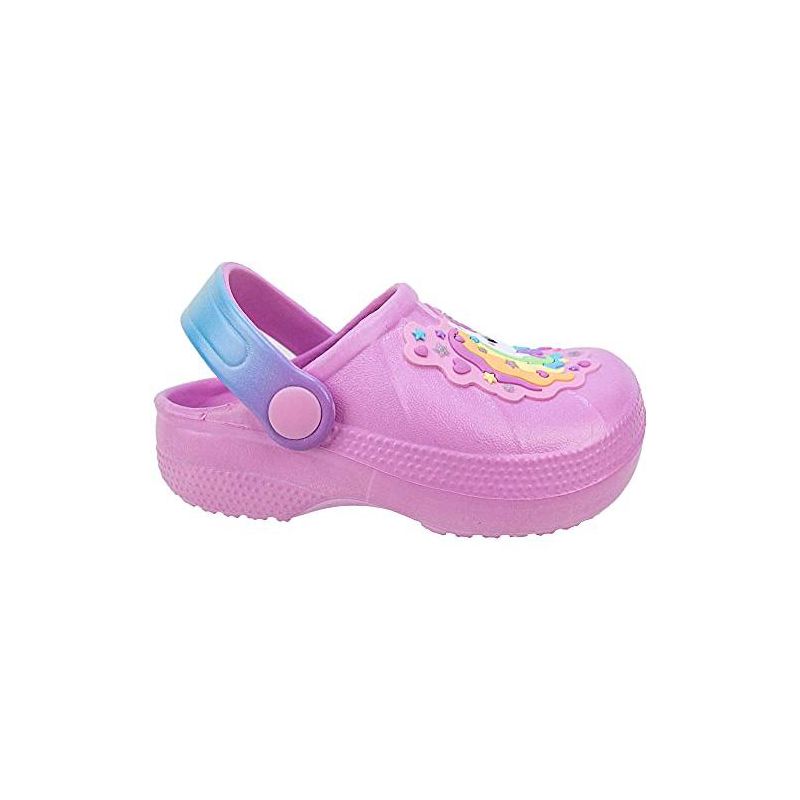 Rainbow Daze Molded Clog, Shark/Unicorn Adjustable Slide, Blue/Pink, Toddler Size 7-12, 4 of 9