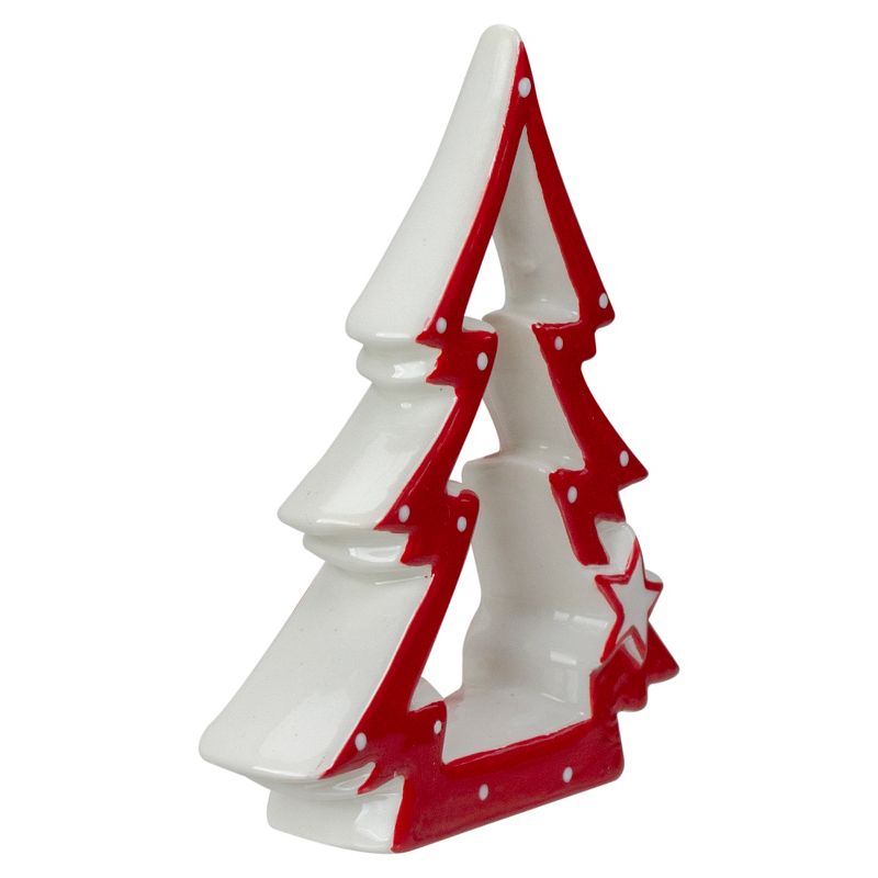 Northlight 4.5" Red and White Ceramic Christmas Tree Tabletop Decoration, 3 of 5