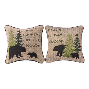 Square Accent Pillow WHAT HAPPENS IN THE WOOD – Cotton Blend by Manual Woodworkers and Weavers - 1 of 3