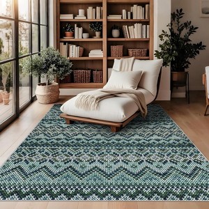 Washable Vintage Boho Striped Area Rug - Non-Slip Non-Shedding Stain Resistant Low Pile Soft Carpet for Living Room Bedroom Home Office - 1 of 4