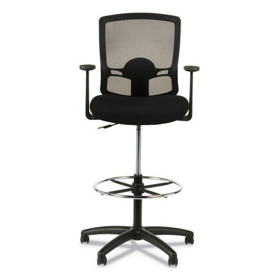 Adjustable Black Mesh Swivel Stool with Fixed Arms