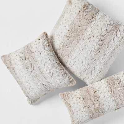 Cheer Collection Set Of 2 Embossed Faux Fur Throw Pillows - Snow Leopard  (18 X 18) : Target