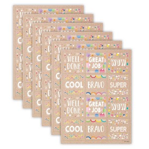 Creative Teaching Press® Krafty Pop Colorful Kraft Reward Stickers, 60 Per Pack, 6 Packs - 1 of 3