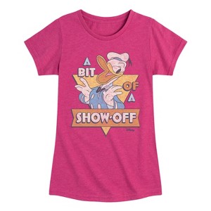 Girls' - Disney - Donald Bit Of A Show Off Fitted Short Sleeve Graphic T-Shirt - 1 of 4
