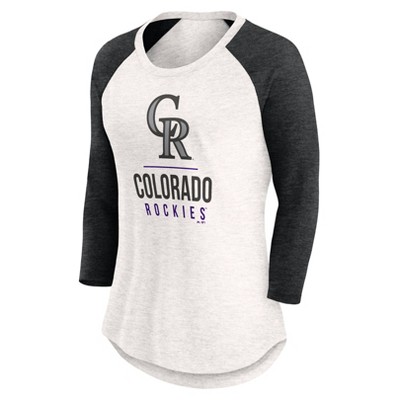 MLB Colorado Rockies Women's White 3/4 Sleeve Fashion T-Shirt