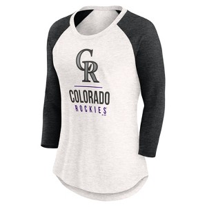 MLB Colorado Rockies Women's White 3/4 Sleeve Fashion T-Shirt - 1 of 3