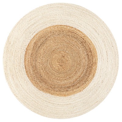 Oceana Cream/Natural Handcrafted Jute 6' Round Area Rug