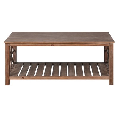 CAVINAS Coffee Tables for Living Room Farmhouse Rectangle Coffee Table with Storage Shelf for Apartment,Small Spaces