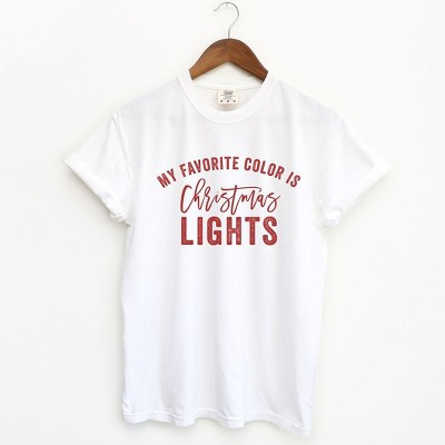 Simply Sage Market Women's My Favorite Color Is Christmas Lights Short Sleeve Garment Dyed Tee