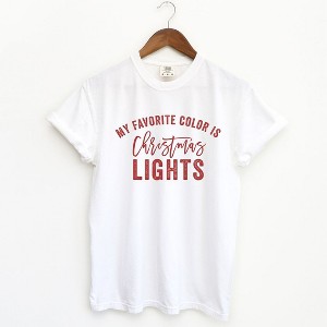 Simply Sage Market Women's My Favorite Color Is Christmas Lights Short Sleeve Garment Dyed Tee - 1 of 4