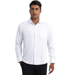 INSPIRE CHIC Men's Solid Long Sleeve Regular Fit Formal Business Button Down Dress Shirts - 1 of 4
