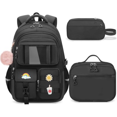 FATMOON 17″ School Backpack for Back to School - Cute Students Bookbag Travel Back Pack  with Lunch Box- for Age 6-18 Students
