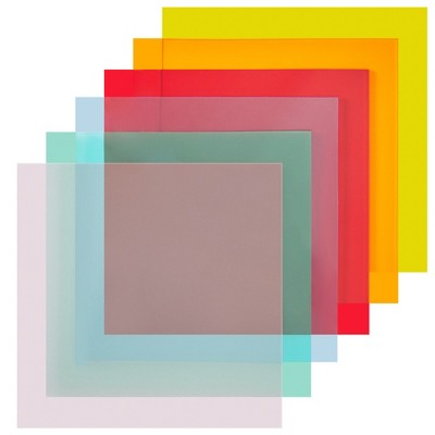Okuna Outpost 6-Pack of Colored Acrylic Sheets 1/8 Thick in 6 Translucent Colors, Transparent Plexiglass for DIY Projects, Laser Cutting, 12 x 12 In