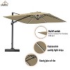 CASAINC 11 ft. Square Cantilever Patio Umbrella with Solar Powered Lights (without base) - 4 of 4