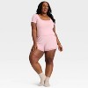Women's Ribbed Short Sleeve Shirt and Shorts Pajama Set - Auden™ - 3 of 3