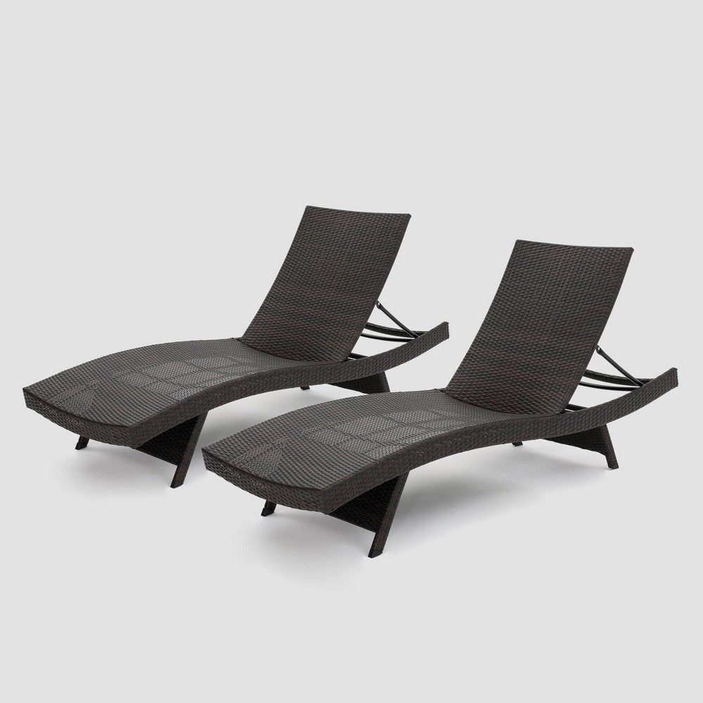 Salem 2pk Wicker Adjustable Chaise Lounge Chair - Brown - Christopher Knight Home