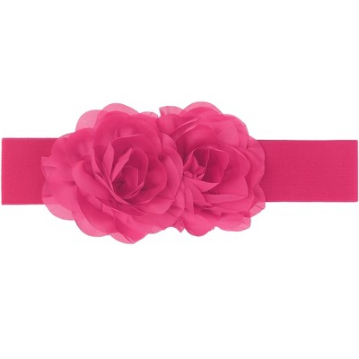 Elerevyo Women's Big Double-Flower Stretchy Elastic Wide Chunky Dress Waistband Belts
