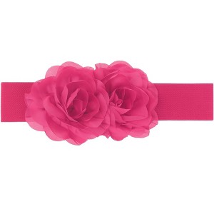 Elerevyo Women's Big Double-Flower Stretchy Elastic Wide Chunky Dress Waistband Belts - 1 of 4