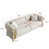 Chesterfield Sofa with Tufted Back and Square Arms, 3-Seat Couch with Metal Trim, Velvet Sofa with Gold Trim and Metal Legs-Coolbibila - 4 of 4