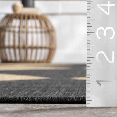 Loretta Dark Gray and Tan Synthetic 4' x 6' Area Rug