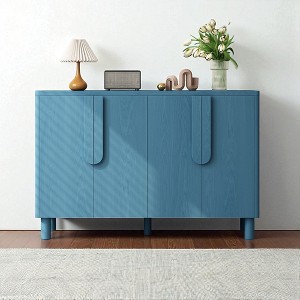 Modern 4-Door Wood Buffet Cabinet with Adjustable Shelves and Arc Handles, Sideboard Storage Cabinet for Kitchen, Dining Room, or Living Room - 1 of 4
