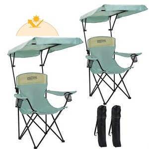 UBSSO Folding Camping Chair With Reinforced Shade Canopy Comfortable Wide Seat With Cup Holder And Side Pocket Portable Outdoor Chair - 1 of 4