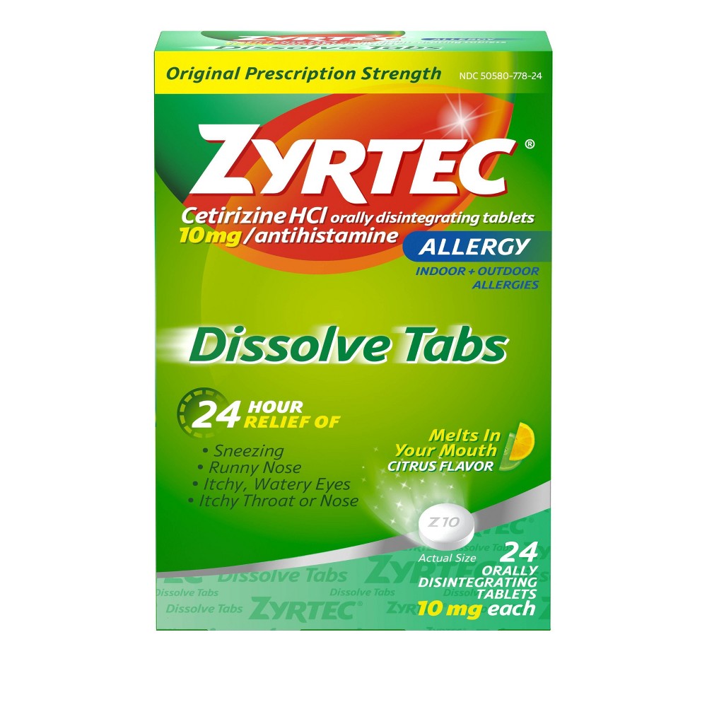 UPC 300450242242 product image for Zyrtec Oral Allergy and Sinus Dissolve Cetirizine Tablets - 24ct | upcitemdb.com