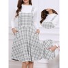 INSPIRE CHIC Women's Sleeveless Square Neck Plaid A-Line Pinafore Overall Tweed Dresses - 2 of 4