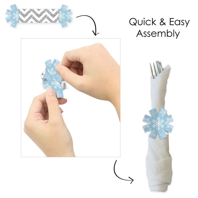 Big Dot of Happiness Winter Wonderland - Snowflake Holiday Party and Winter Wedding Paper Napkin Holder - Napkin Rings - Set of 24, 5 of 9