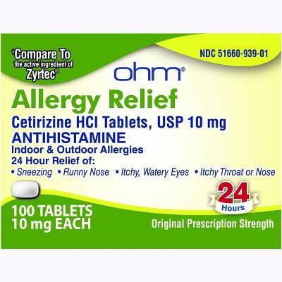 OHM Cetirizine HCI 10mg Tablets, 30 Ct