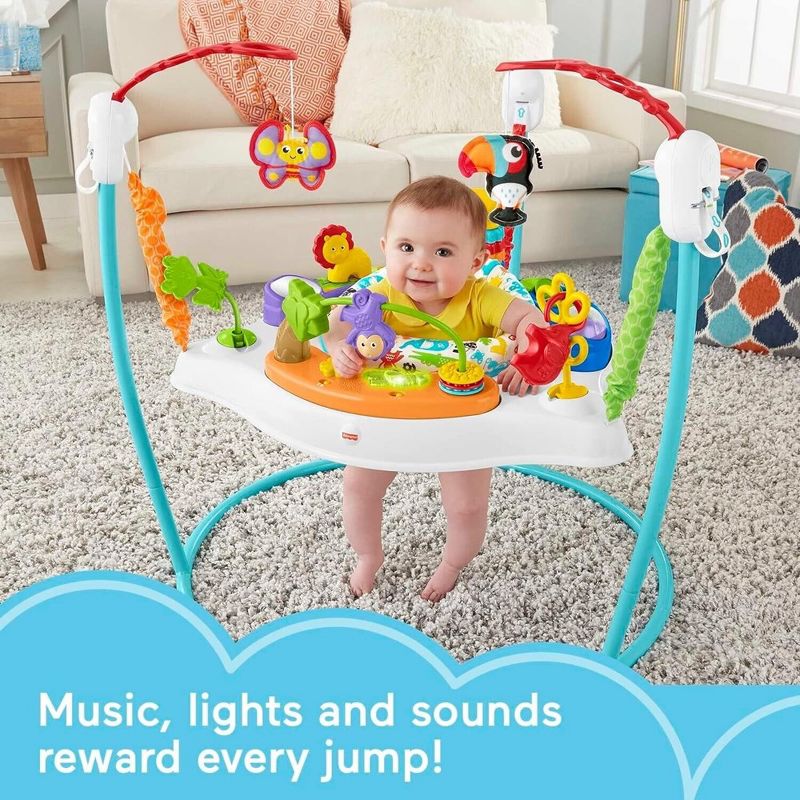 Fisher-Price Colorful Light Up Comfy Animal Activity Baby Jumperoo Bouncer Toy, 2 of 6