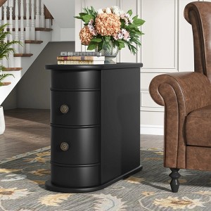 Hommoo Wood Narrow Nightstand with 2 Drawers - 1 of 4