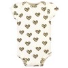 Hudson Baby Infant Girl Cotton Bodysuit, Pant and Bib Set, Leopard Hearts - 4 of 4