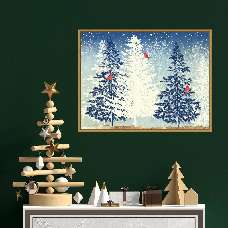 24&#34; x 18&#34; Snow Christmas Trees by PI Studio Framed Canvas Wall Art - Amanti Art, 6 of 11