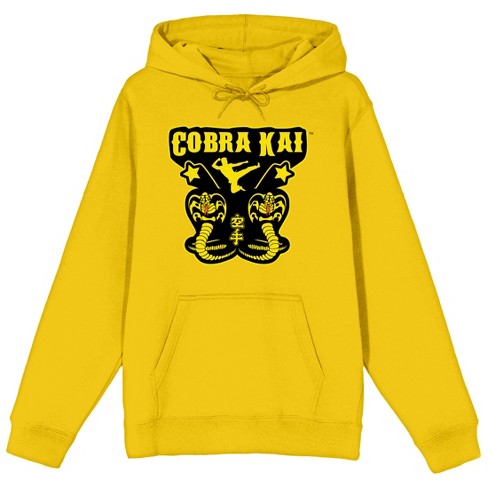 Cobra Kai Double Cobra Logo Long Sleeve Yellow Adult Hooded