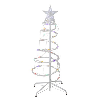 Northlight LED Lighted Spiral Cone Trees Outdoor Christmas Decorations - Multicolor - Set of 2